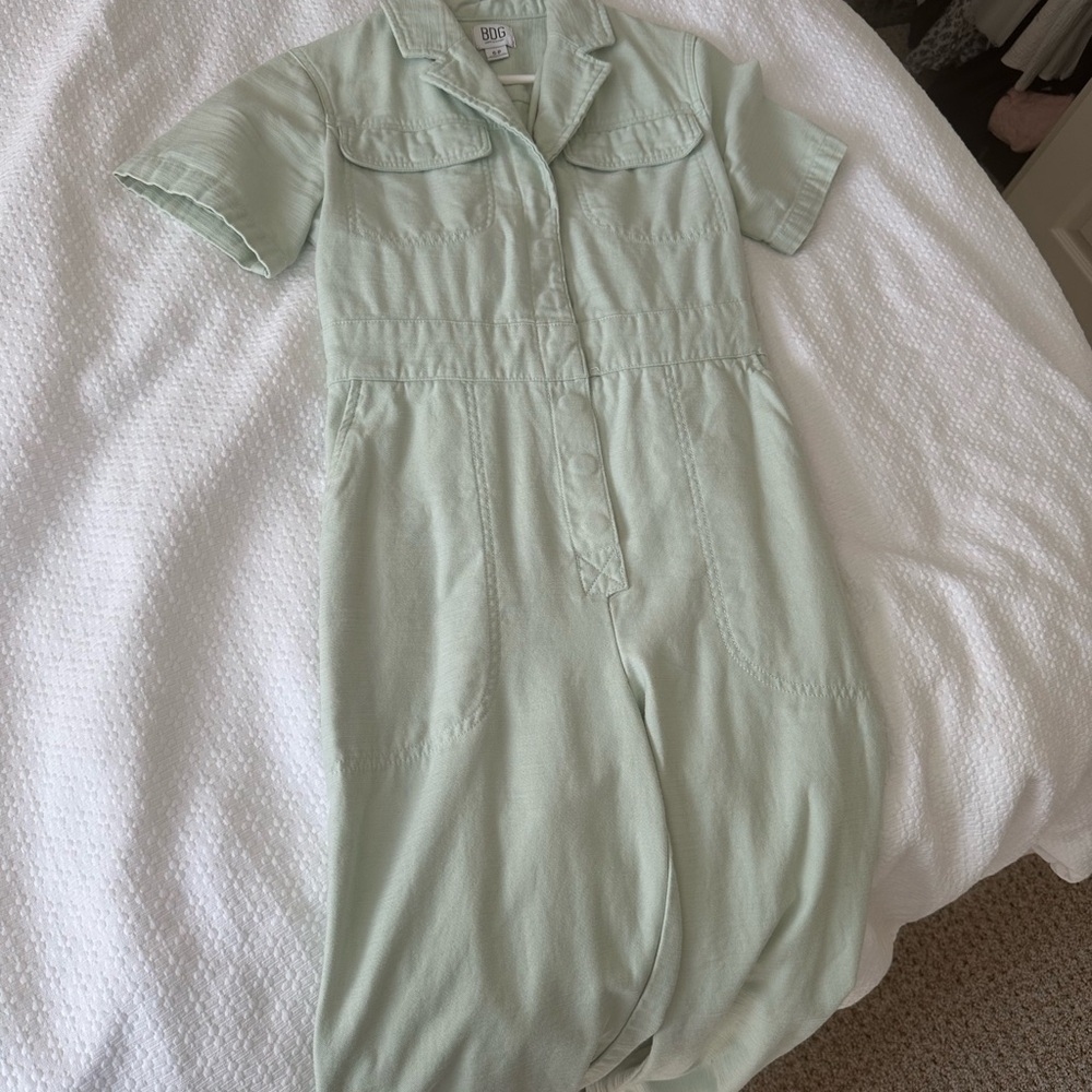 Urban Outfitters BDG Light Green Button-Up Jumpsuit